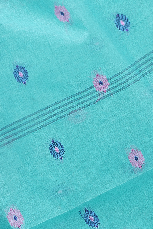 See Green Pure Cotton Govindi Tant Saree (936)